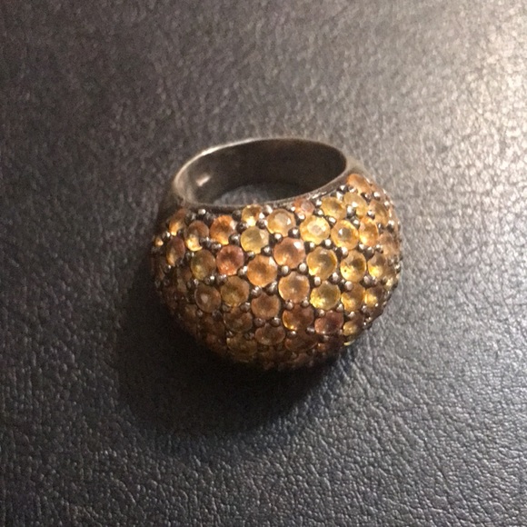 Vintage sterling silver Golden lemon Citrine ring … size 7 1/2-8 SO YOUNIQUE!!! - Picture 7 of 7